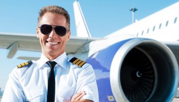 Pilot in front of plane