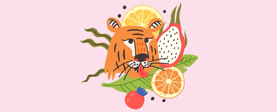 Tiger with fruit